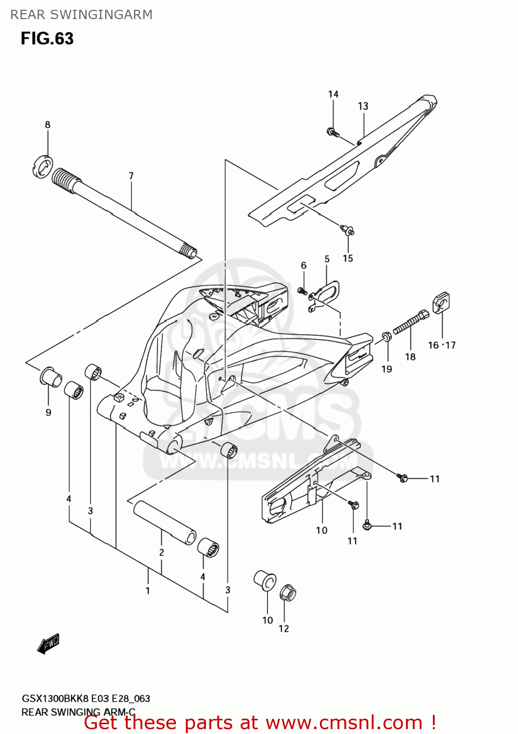 REAR SWINGINGARM GSX1300BKA BKING 2008 (K8) USA (E03)