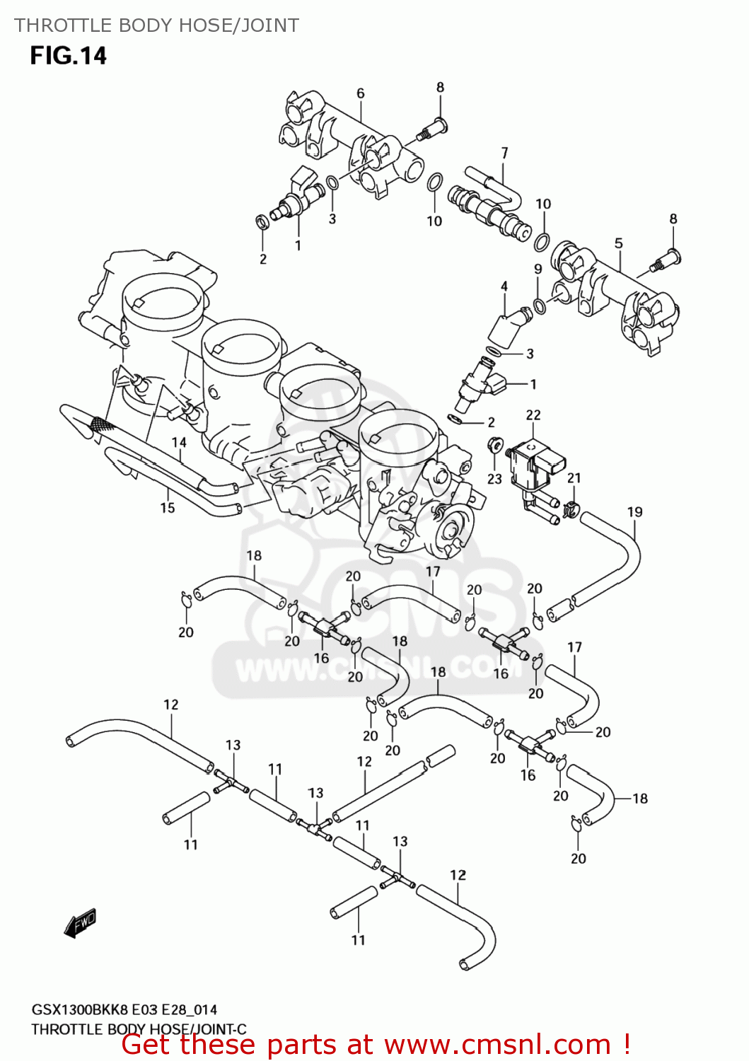 THROTTLE BODY HOSE/JOINT GSX1300BKA BKING 2008 (K8) USA (E03)
