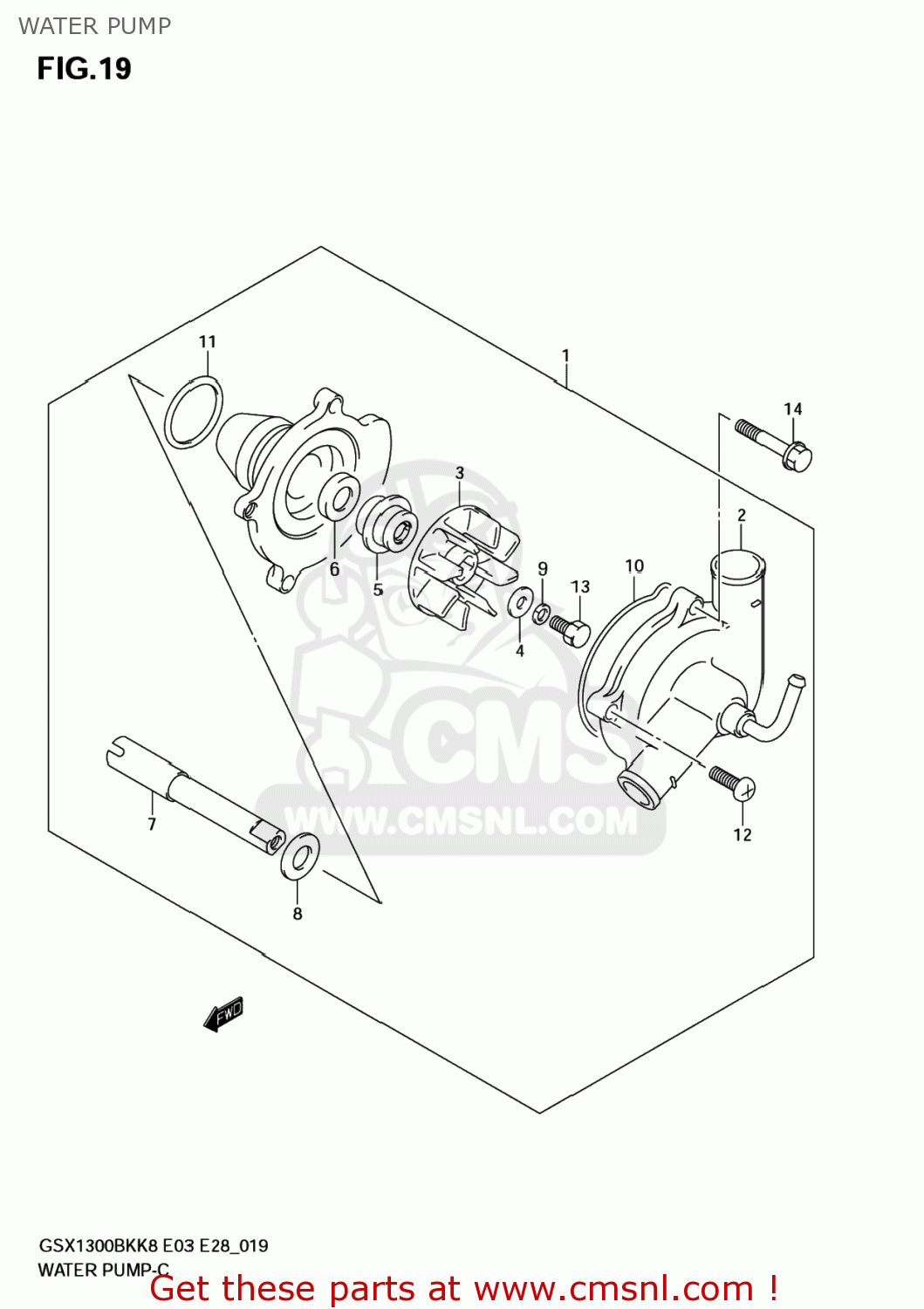 WATER PUMP GSX1300BKA BKING 2008 (K8) USA (E03)