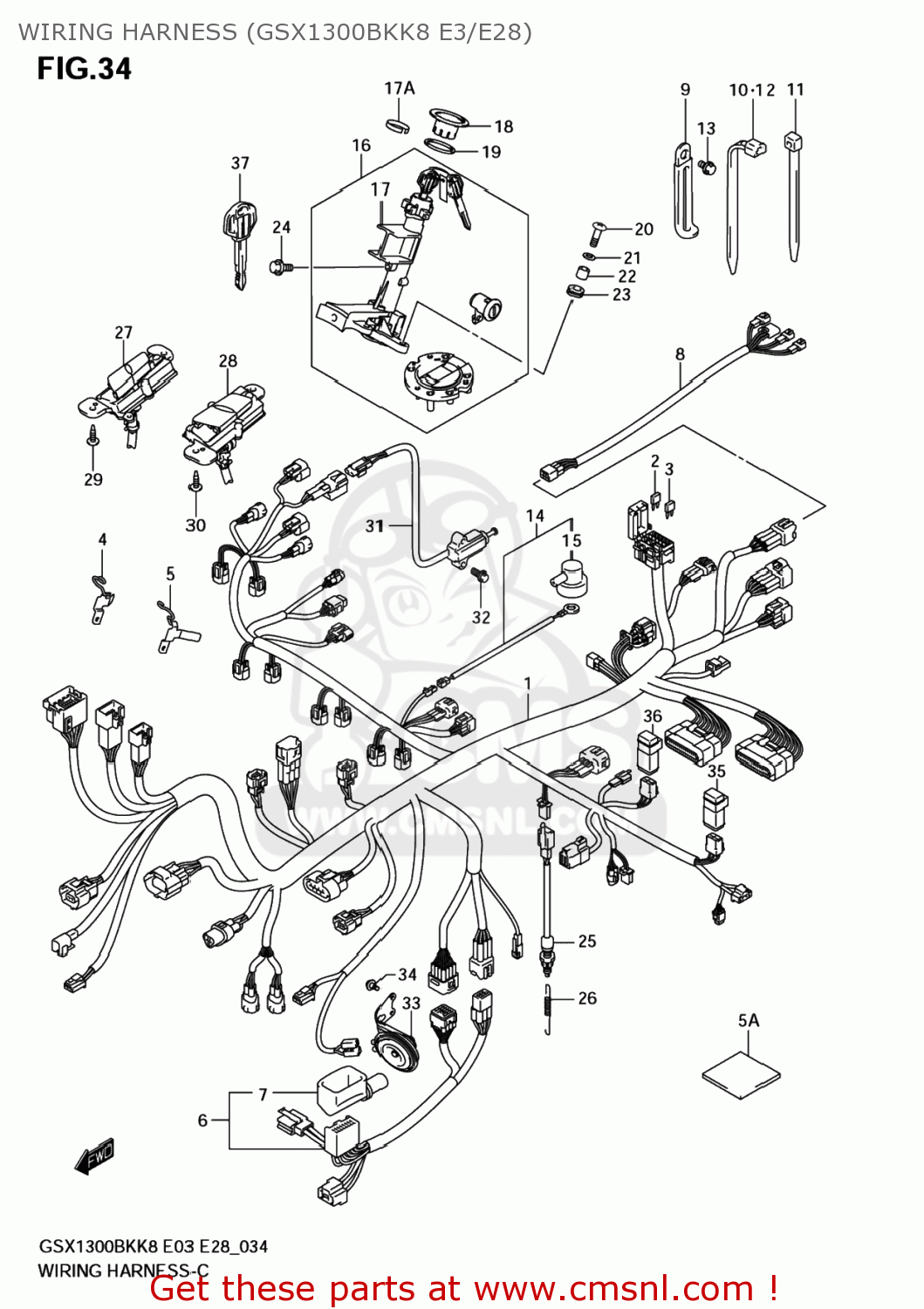 WIRING HARNESS (GSX1300BKK8 E3/E28) GSX1300BKA BKING 2008 (K8) USA (E03)