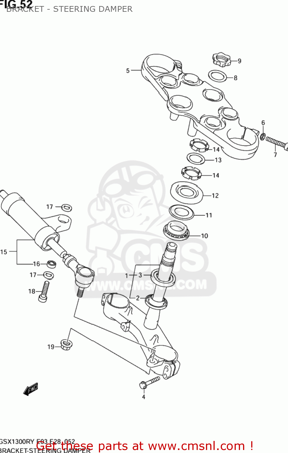 BRACKET - STEERING DAMPER GSX1300R HAYABUSA 1999 (X) USA (E03)