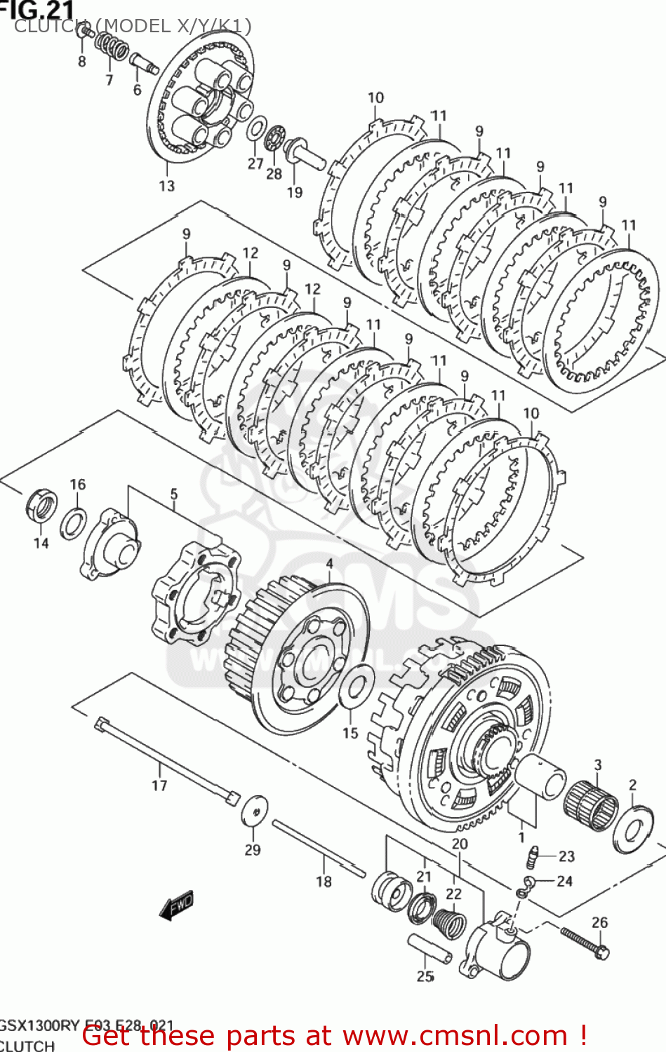 CLUTCH (MODEL X/Y/K1) GSX1300R HAYABUSA 1999 (X) USA (E03)