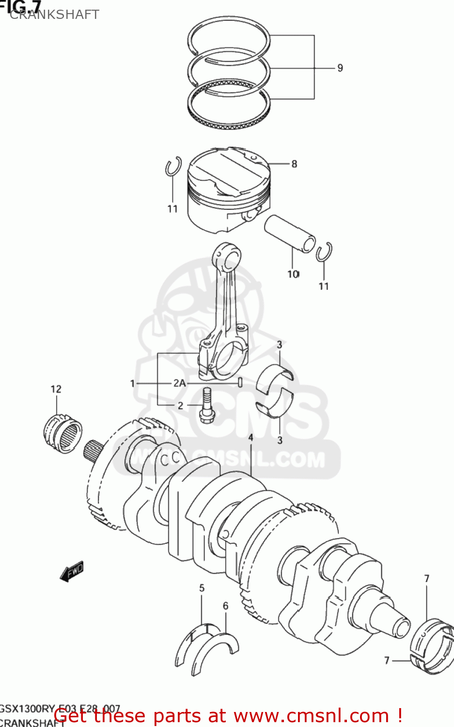 CRANKSHAFT GSX1300R HAYABUSA 1999 (X) USA (E03)
