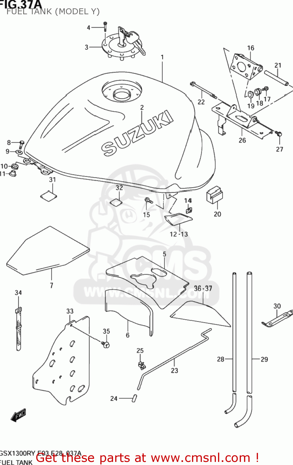 FUEL TANK (MODEL Y) GSX1300R HAYABUSA 1999 (X) USA (E03)