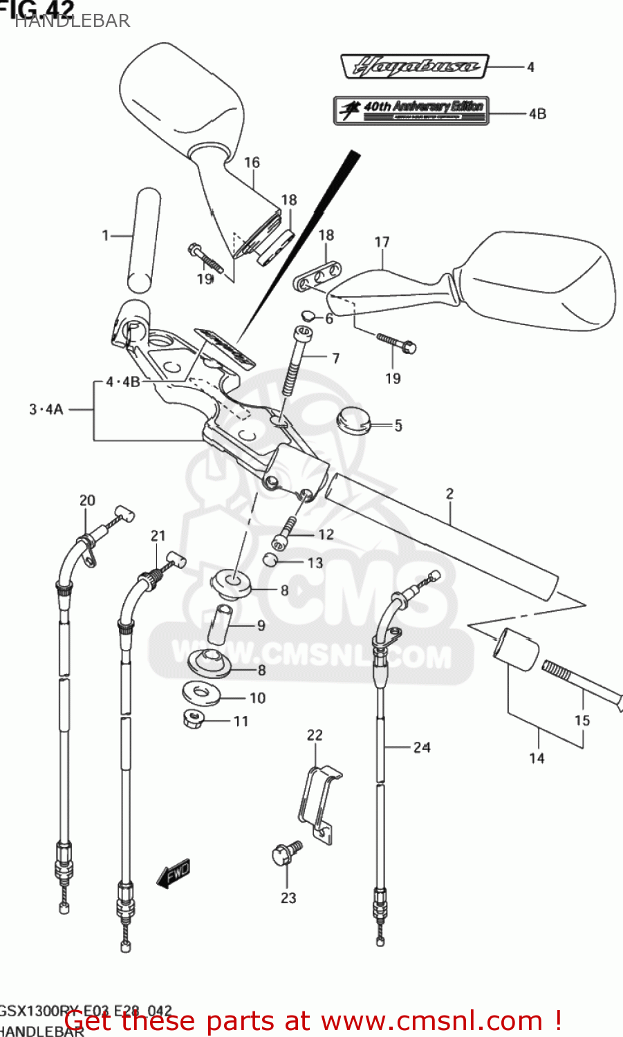 HANDLEBAR GSX1300R HAYABUSA 1999 (X) USA (E03)