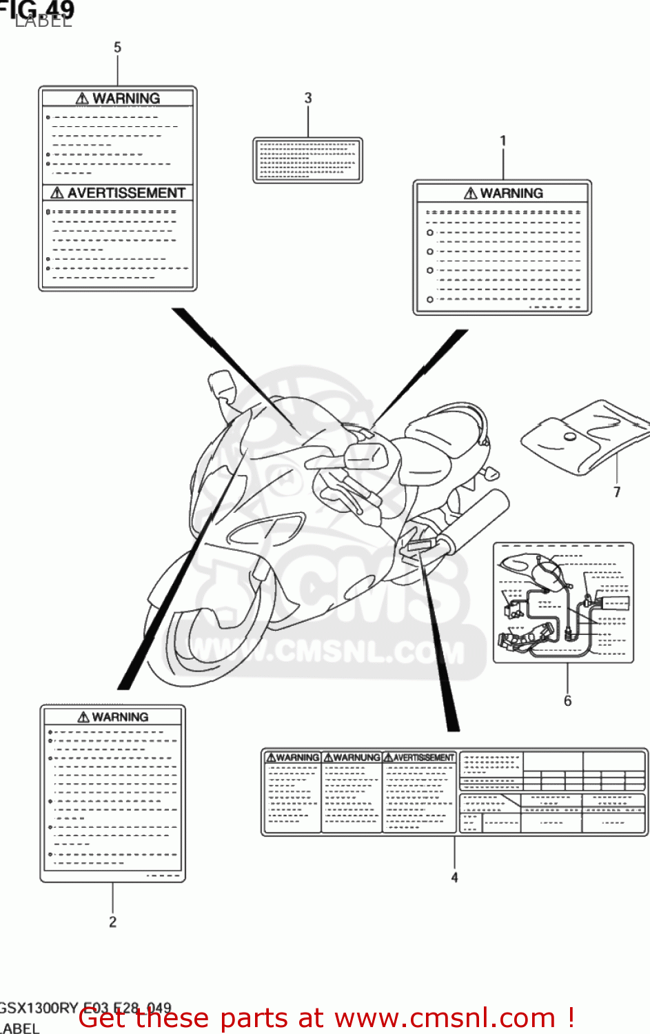 LABEL GSX1300R HAYABUSA 1999 (X) USA (E03)