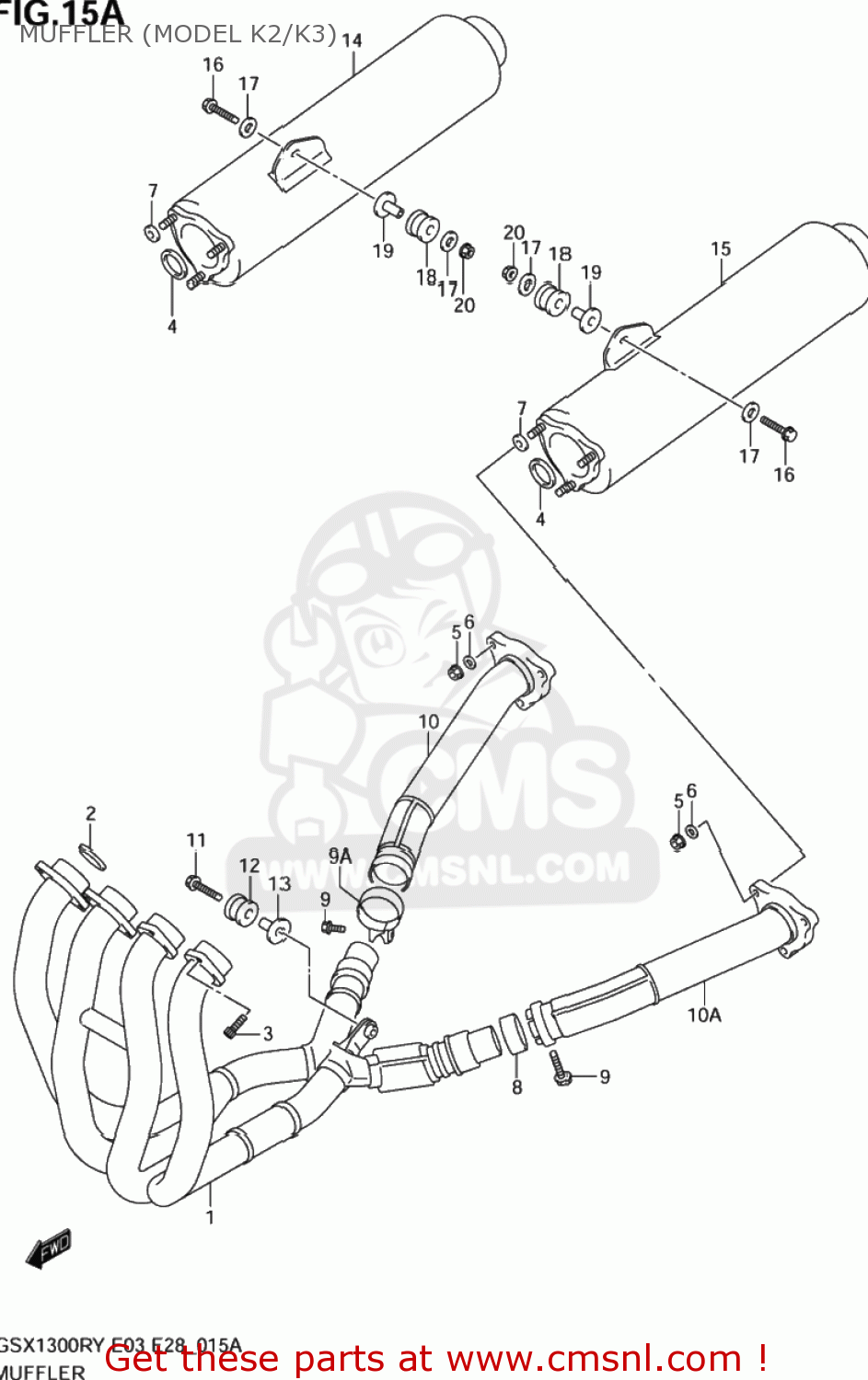 MUFFLER (MODEL K2/K3) GSX1300R HAYABUSA 1999 (X) USA (E03)