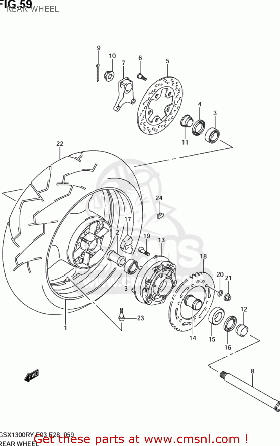 REAR WHEEL GSX1300R HAYABUSA 1999 (X) USA (E03)