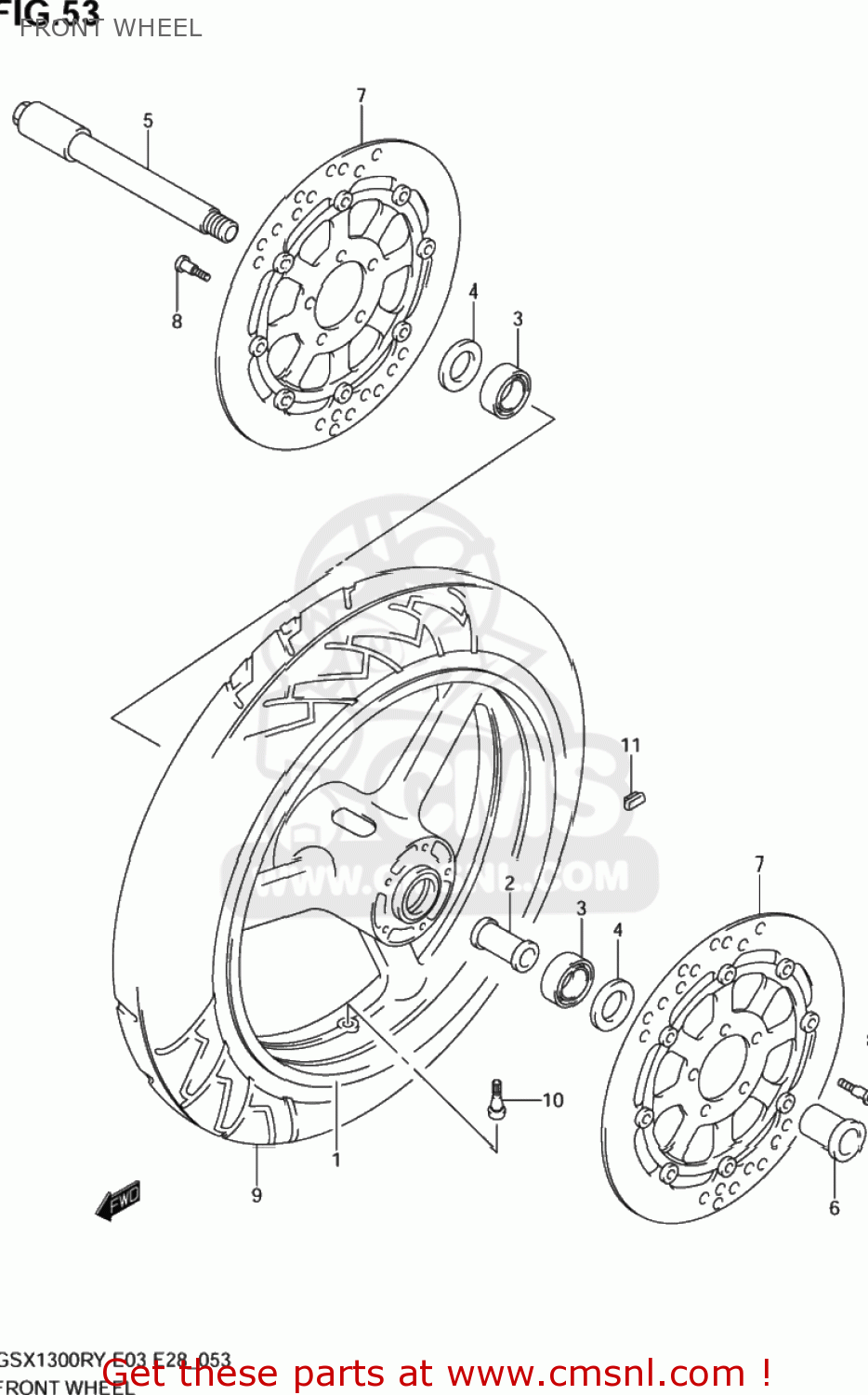 FRONT WHEEL GSX1300R HAYABUSA 2000 (Y) USA (E03)