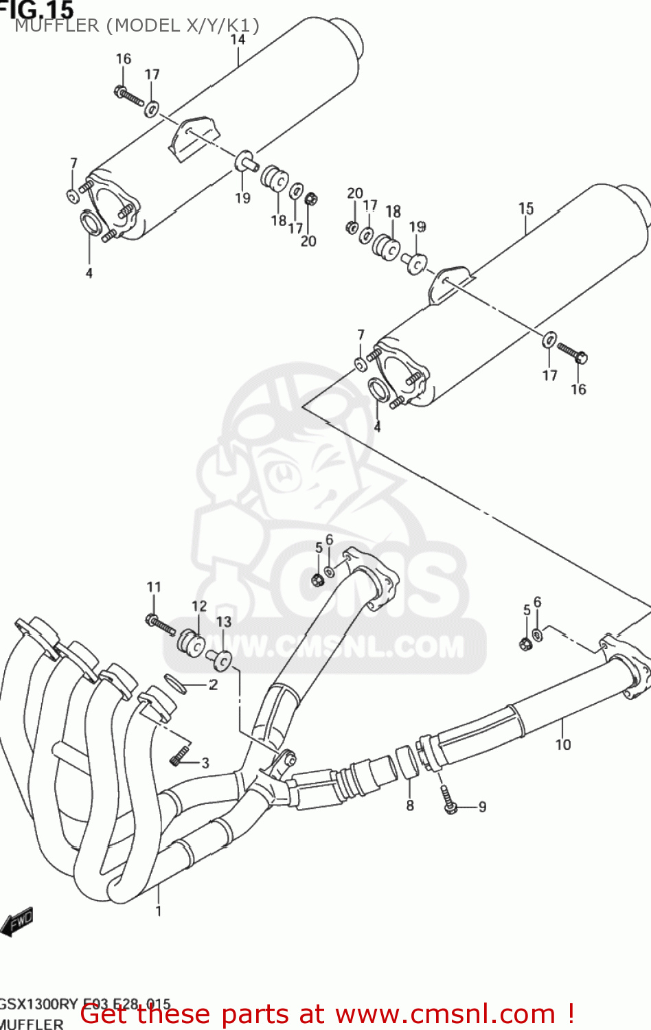 MUFFLER (MODEL X/Y/K1) GSX1300R HAYABUSA 2000 (Y) USA (E03)