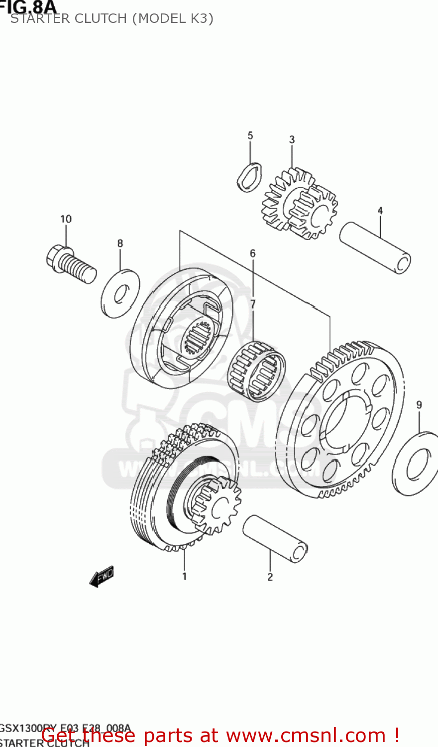 STARTER CLUTCH (MODEL K3) GSX1300R HAYABUSA 2000 (Y) USA (E03)