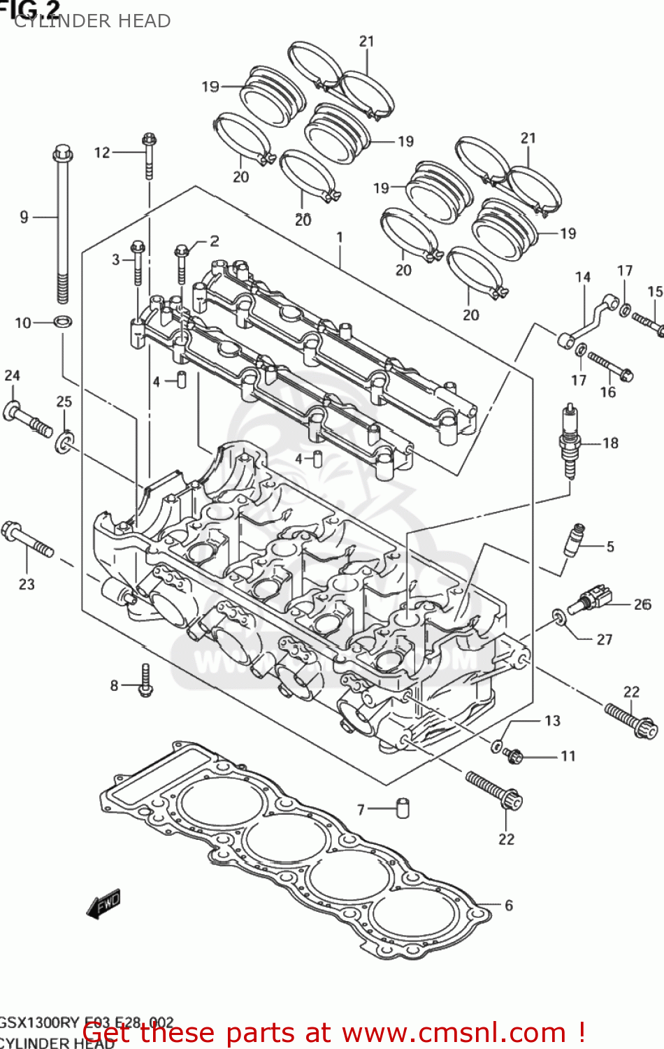 CYLINDER HEAD GSX1300R HAYABUSA 2001 (K1) USA (E03)