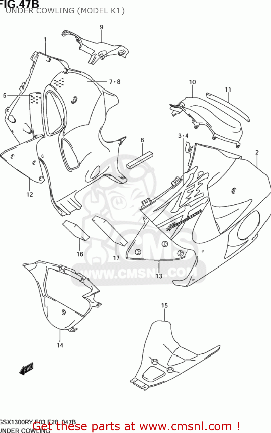 UNDER COWLING (MODEL K1) GSX1300R HAYABUSA 2001 (K1) USA (E03)