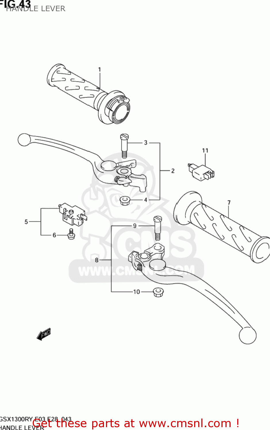 HANDLE LEVER GSX1300R HAYABUSA 2002 (K2) USA (E03)