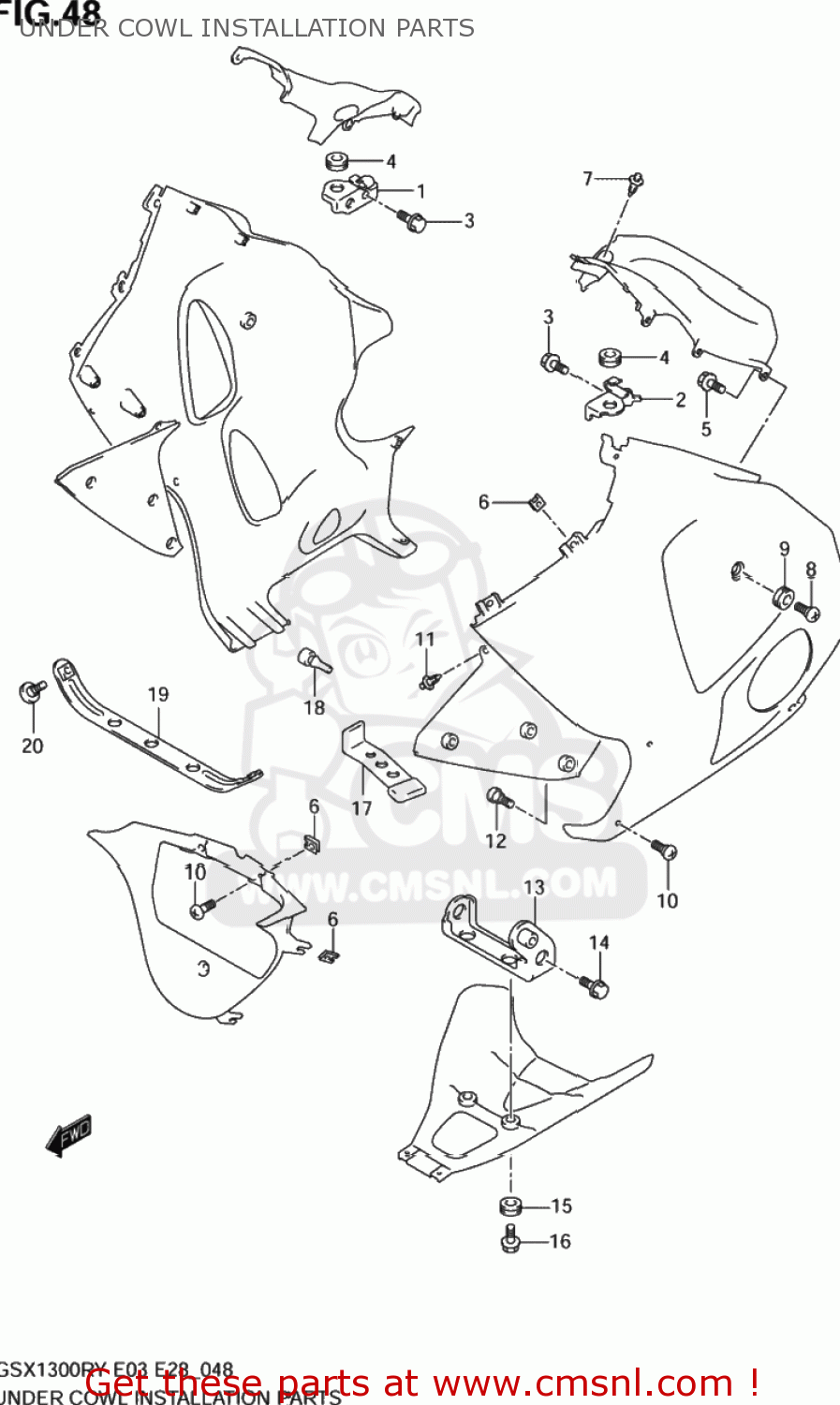 Suzuki GSX1300R HAYABUSA 2003 (K3) USA (E03) UNDER COWL INSTALLATION ...