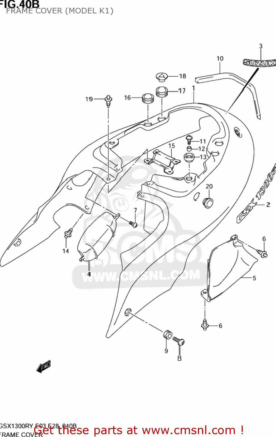FRAME COVER (MODEL K1) GSX1300R HAYABUSA 2003 (K3) USA (E03)