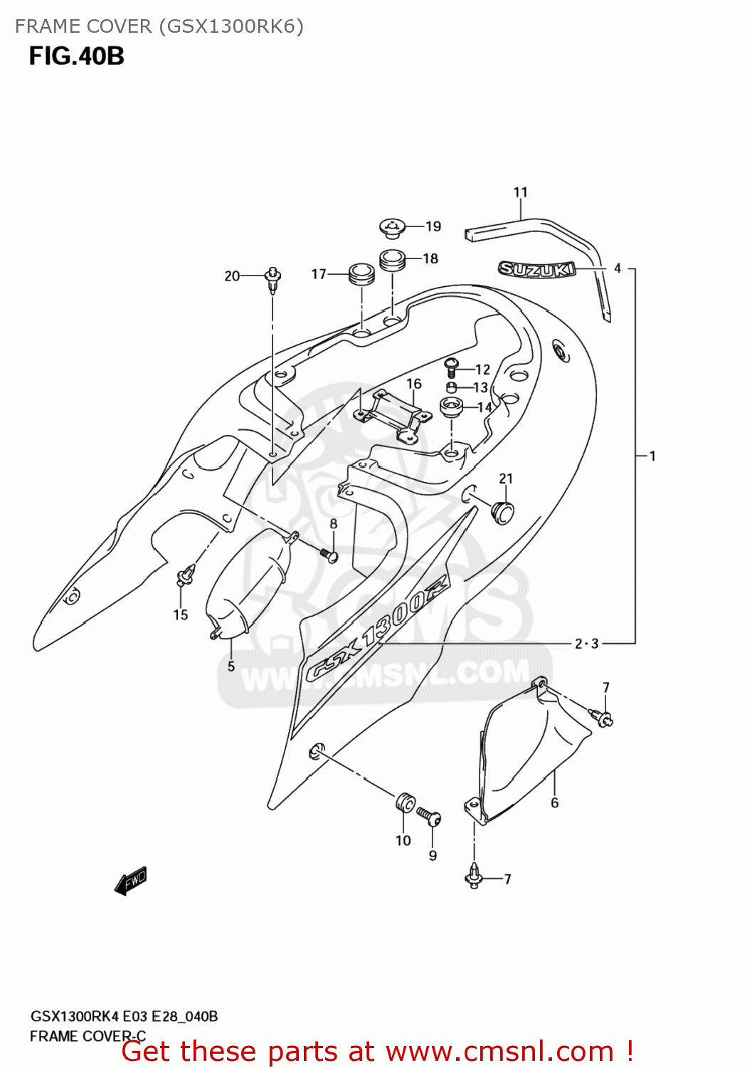 FRAME COVER (GSX1300RK6) GSX1300R HAYABUSA 2004 (K4) USA (E03)