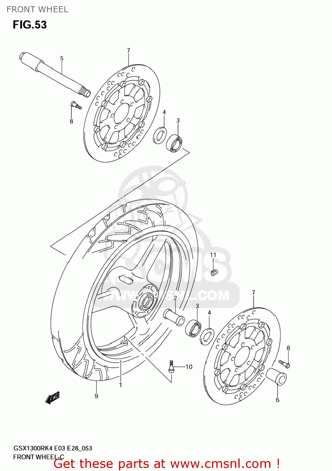 FRONT WHEEL GSX1300R HAYABUSA 2004 (K4) USA (E03)
