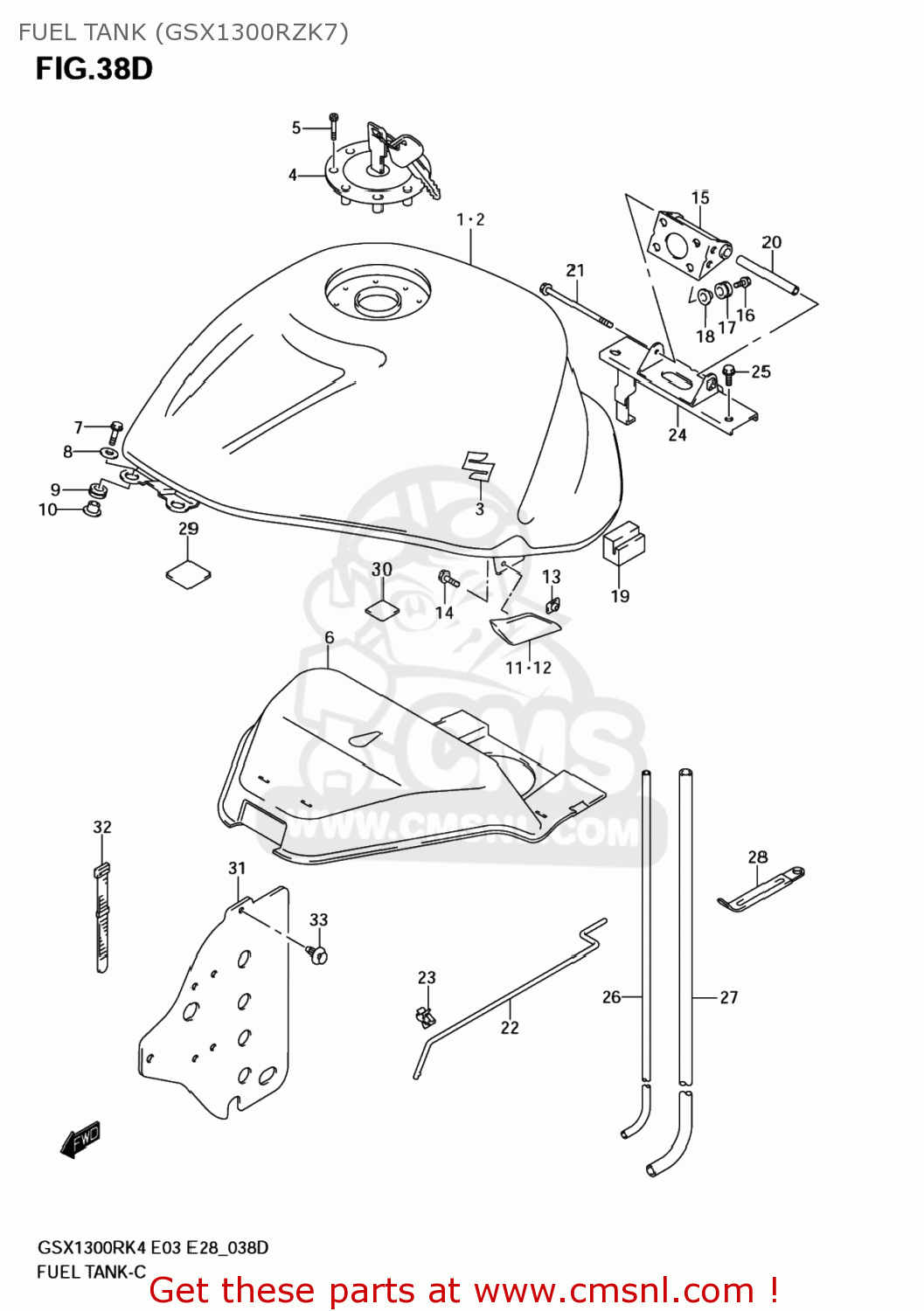 FUEL TANK (GSX1300RZK7) GSX1300R HAYABUSA 2004 (K4) USA (E03)