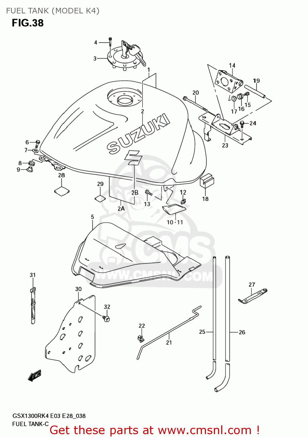 FUEL TANK (MODEL K4) GSX1300R HAYABUSA 2004 (K4) USA (E03)