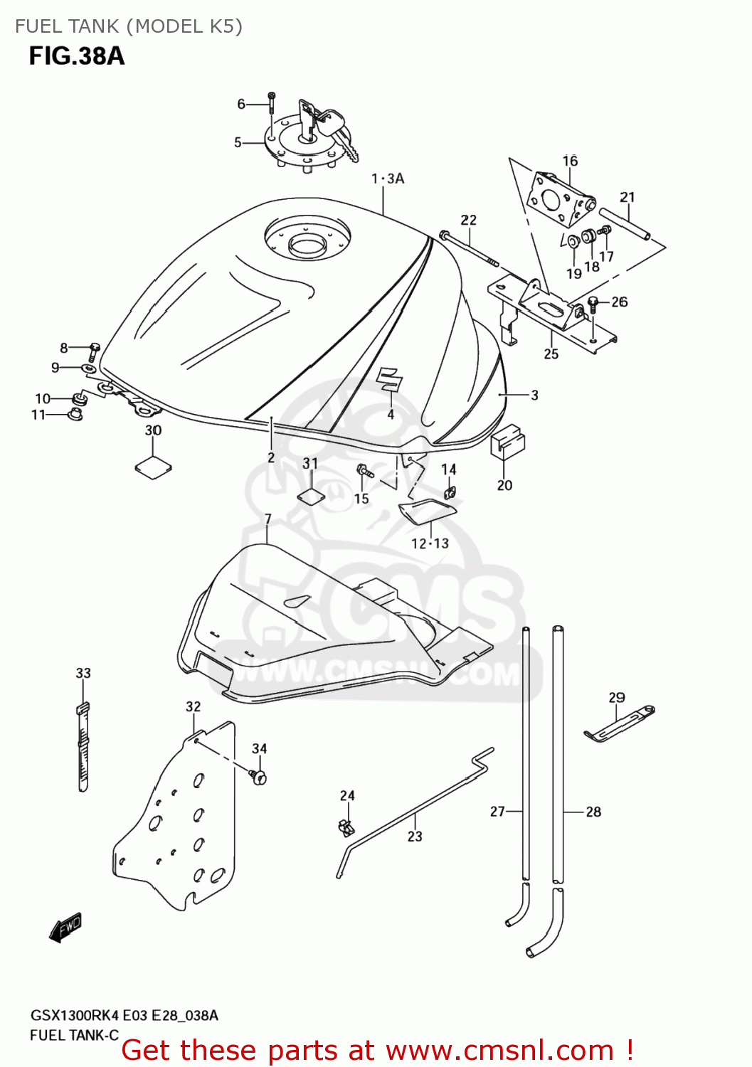 FUEL TANK (MODEL K5) GSX1300R HAYABUSA 2004 (K4) USA (E03)