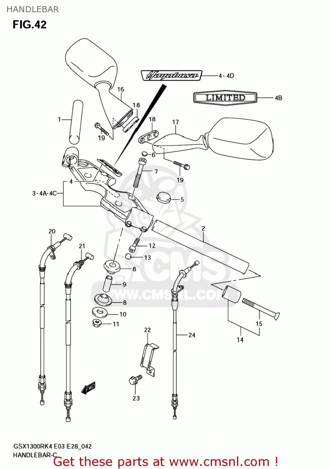 HANDLEBAR GSX1300R HAYABUSA 2004 (K4) USA (E03)