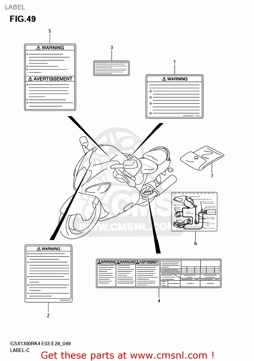 LABEL GSX1300R HAYABUSA 2004 (K4) USA (E03)