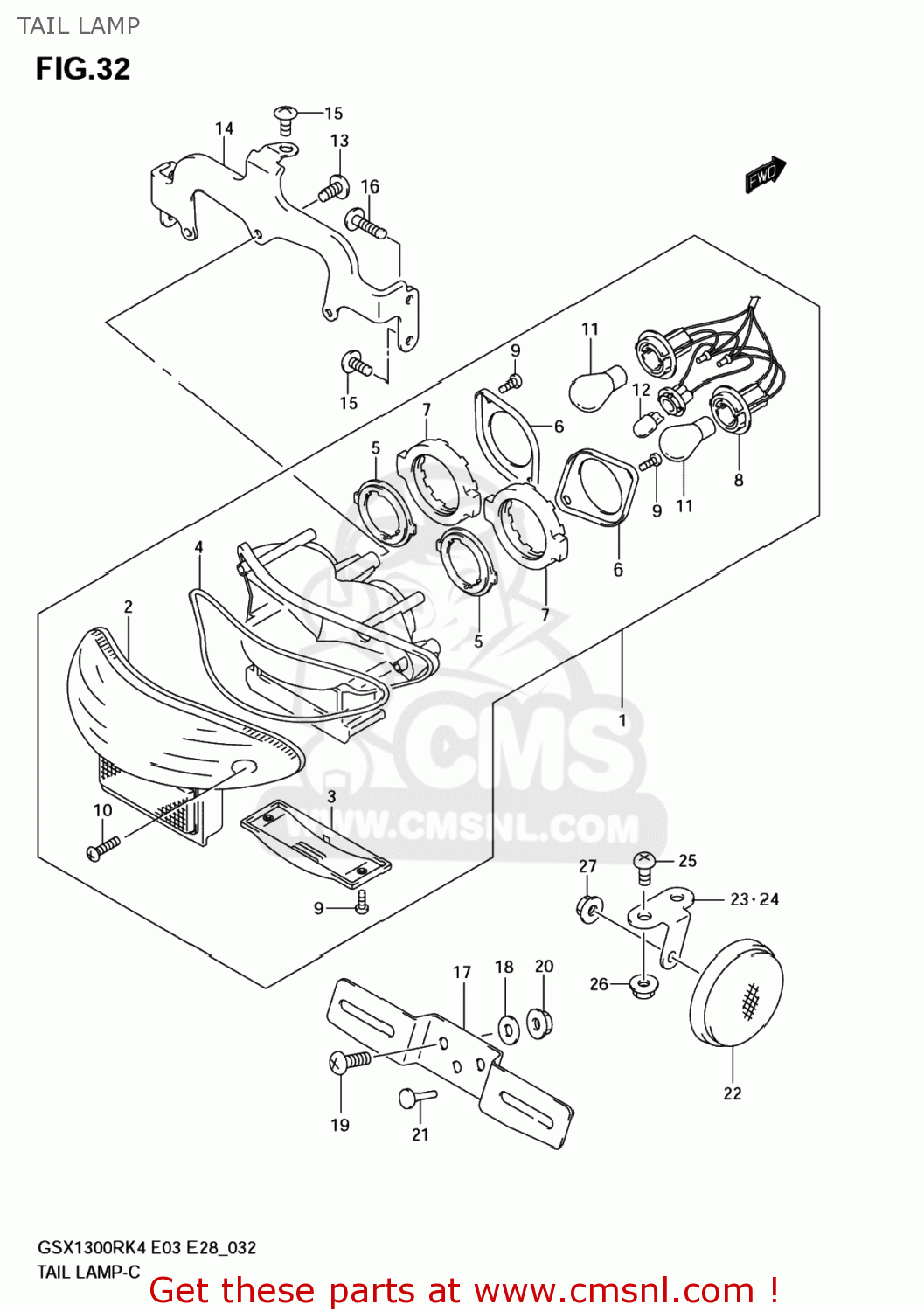 TAIL LAMP GSX1300R HAYABUSA 2004 (K4) USA (E03)