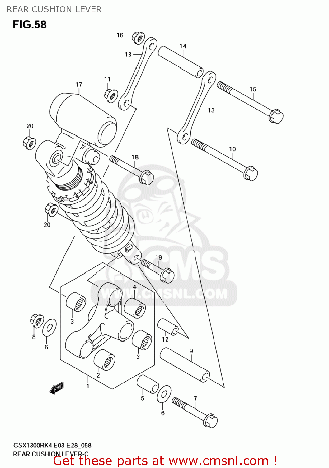 REAR CUSHION LEVER GSX1300R HAYABUSA 2005 (K5) USA (E03)