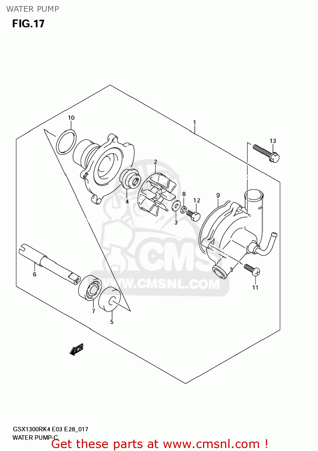 WATER PUMP GSX1300R HAYABUSA 2005 (K5) USA (E03)