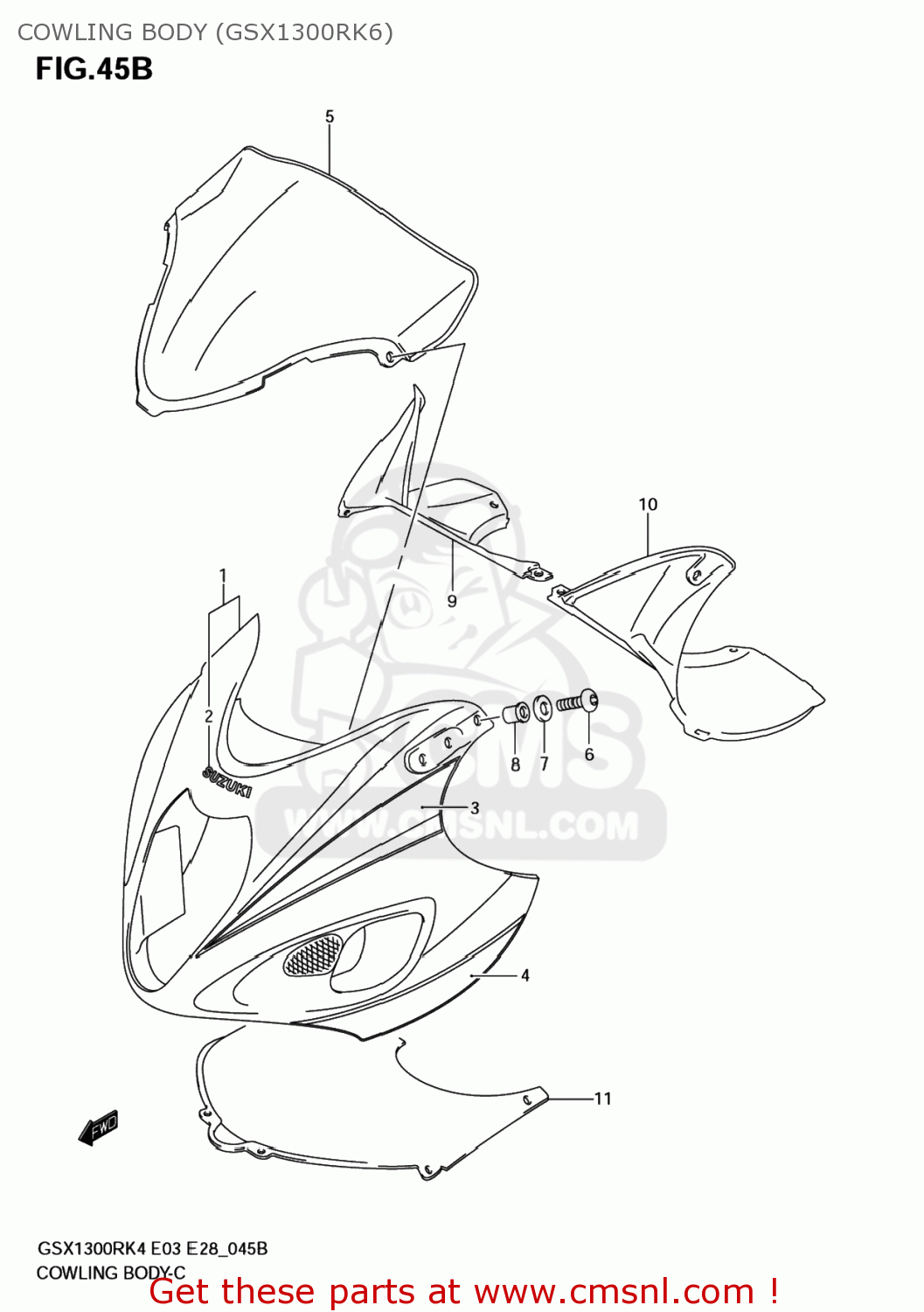 COWLING BODY (GSX1300RK6) GSX1300R HAYABUSA 2007 (K7) USA (E03)