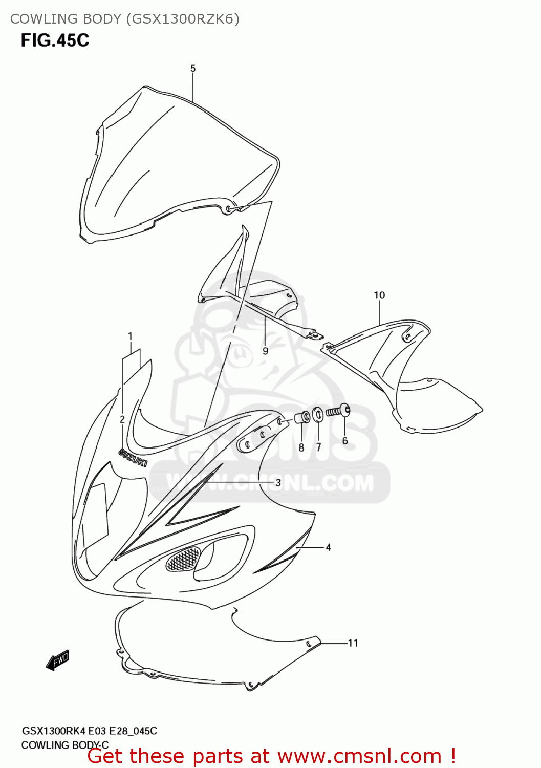 COWLING BODY (GSX1300RZK6) GSX1300R HAYABUSA 2007 (K7) USA (E03)