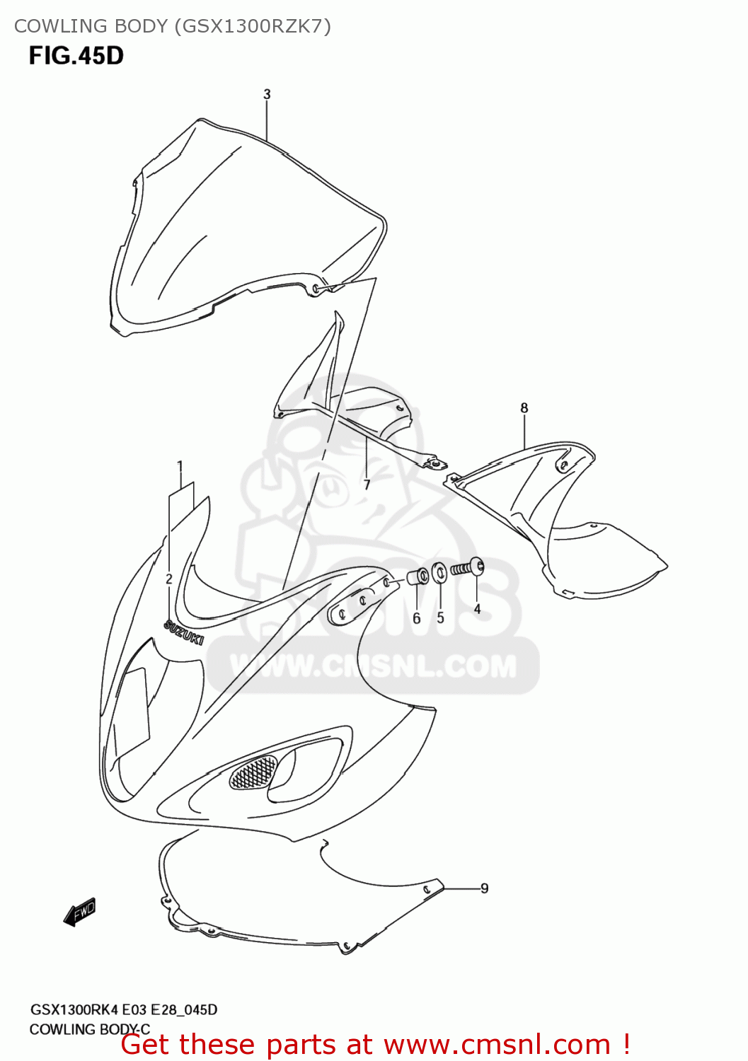 COWLING BODY (GSX1300RZK7) GSX1300R HAYABUSA 2007 (K7) USA (E03)