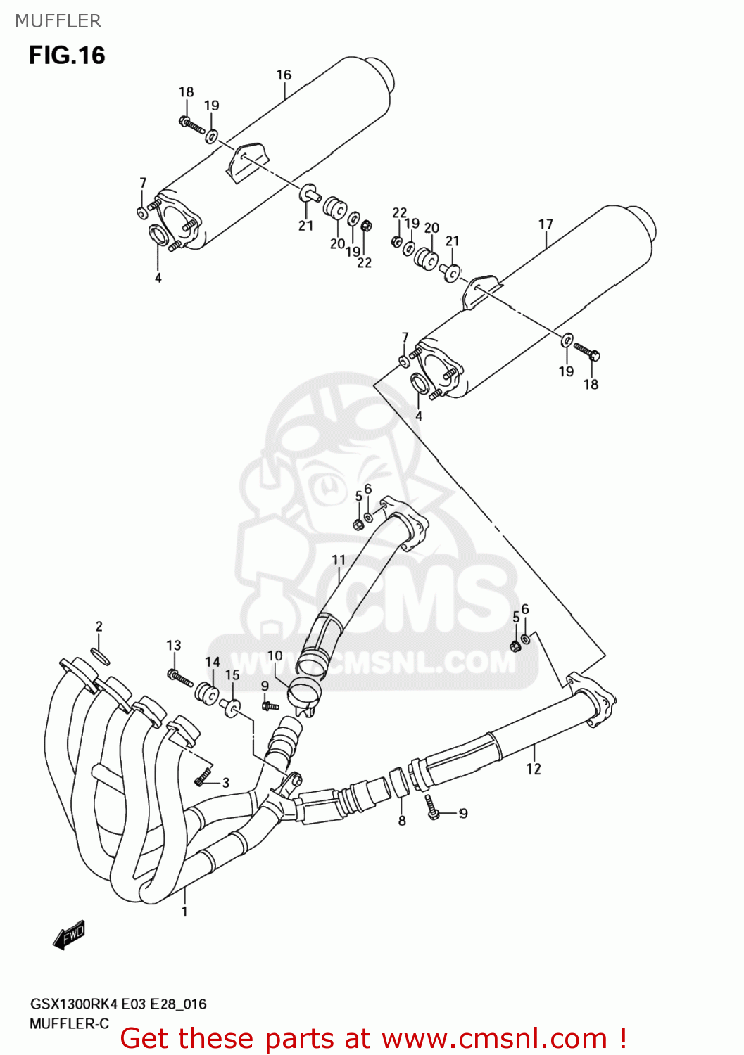 MUFFLER GSX1300R HAYABUSA 2007 (K7) USA (E03)