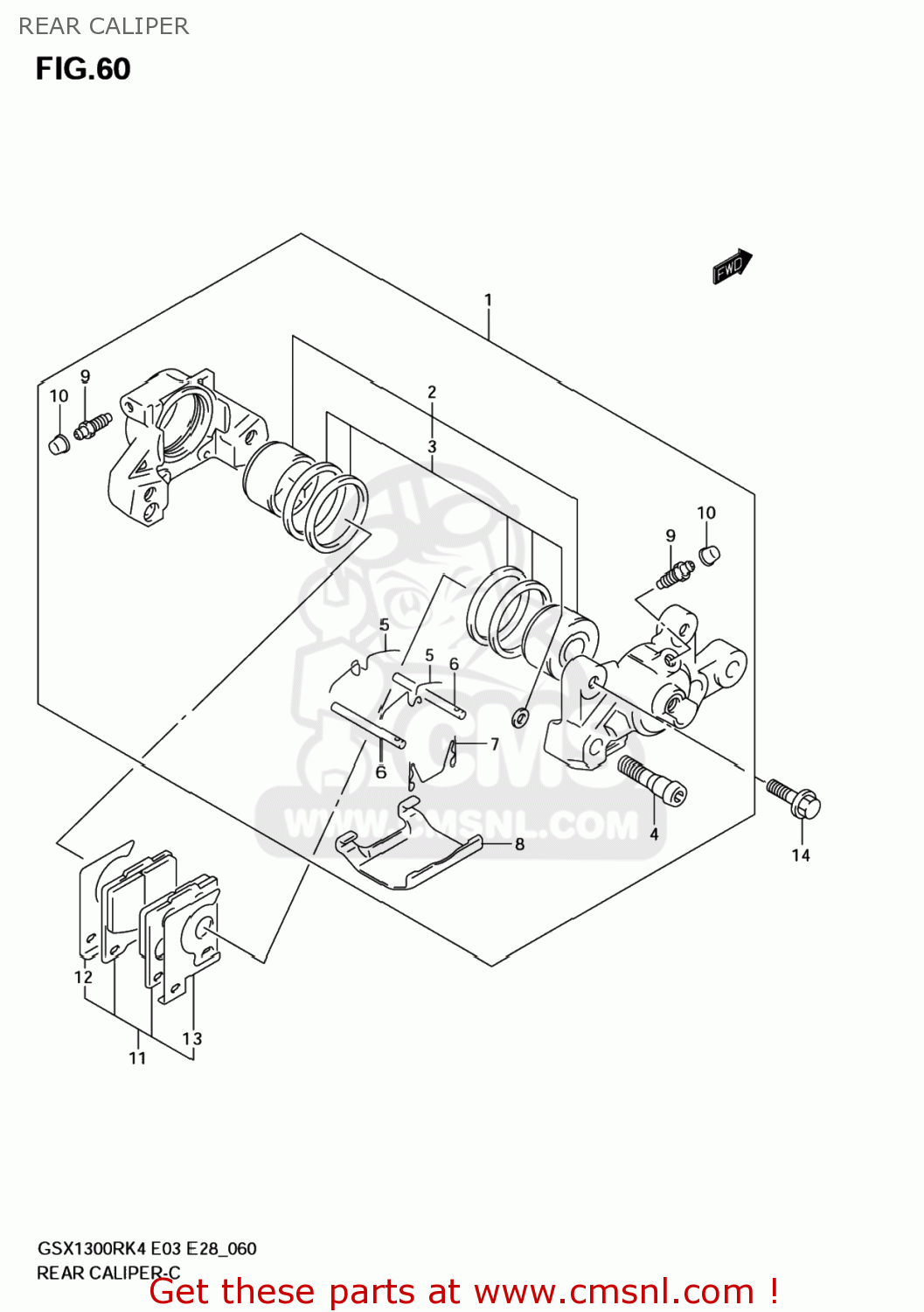 REAR CALIPER GSX1300R HAYABUSA 2007 (K7) USA (E03)
