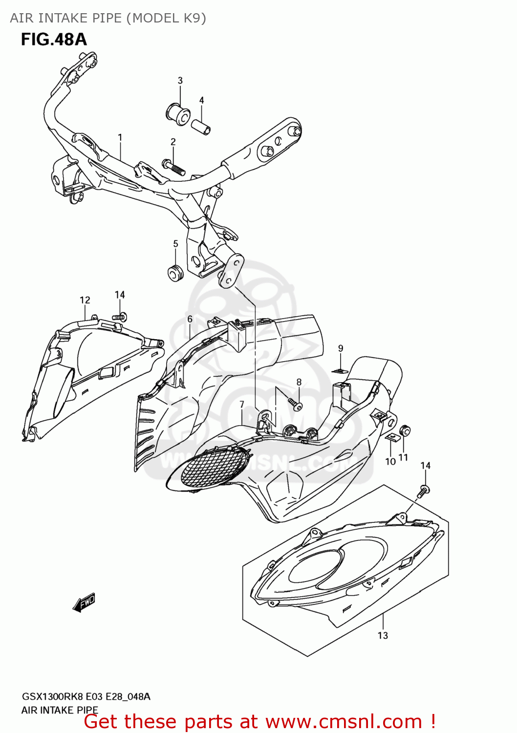 AIR INTAKE PIPE (MODEL K9) GSX1300R HAYABUSA 2008 (K8) USA (E03)