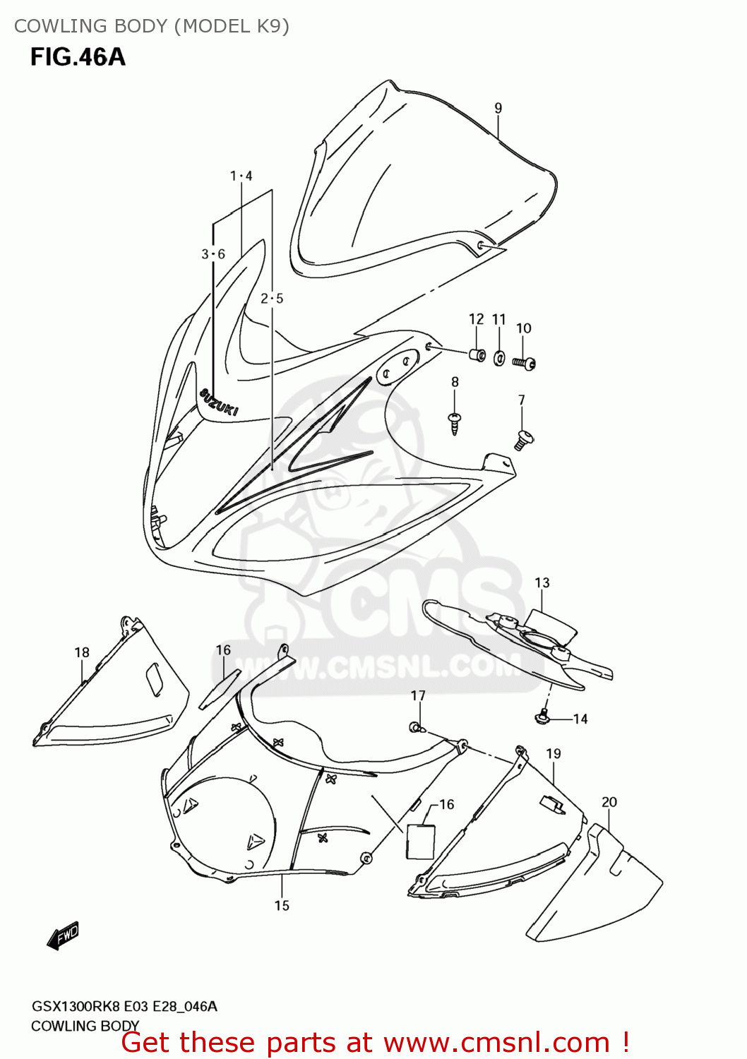 COWLING BODY (MODEL K9) GSX1300R HAYABUSA 2008 (K8) USA (E03)