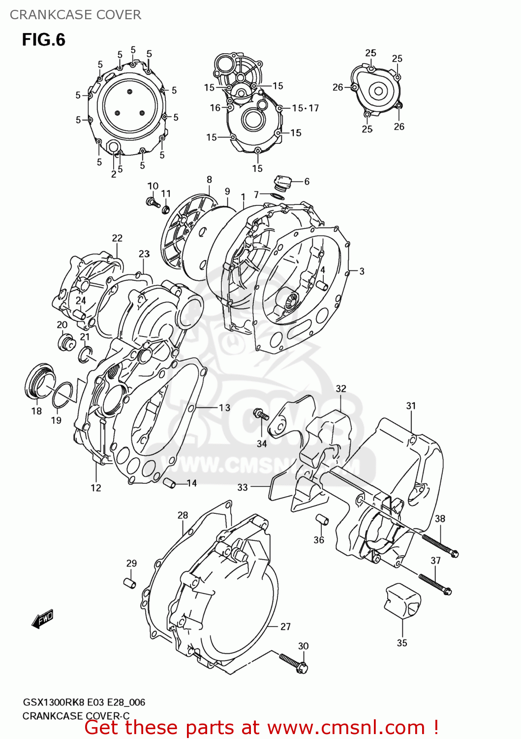 CRANKCASE COVER GSX1300R HAYABUSA 2008 (K8) USA (E03)