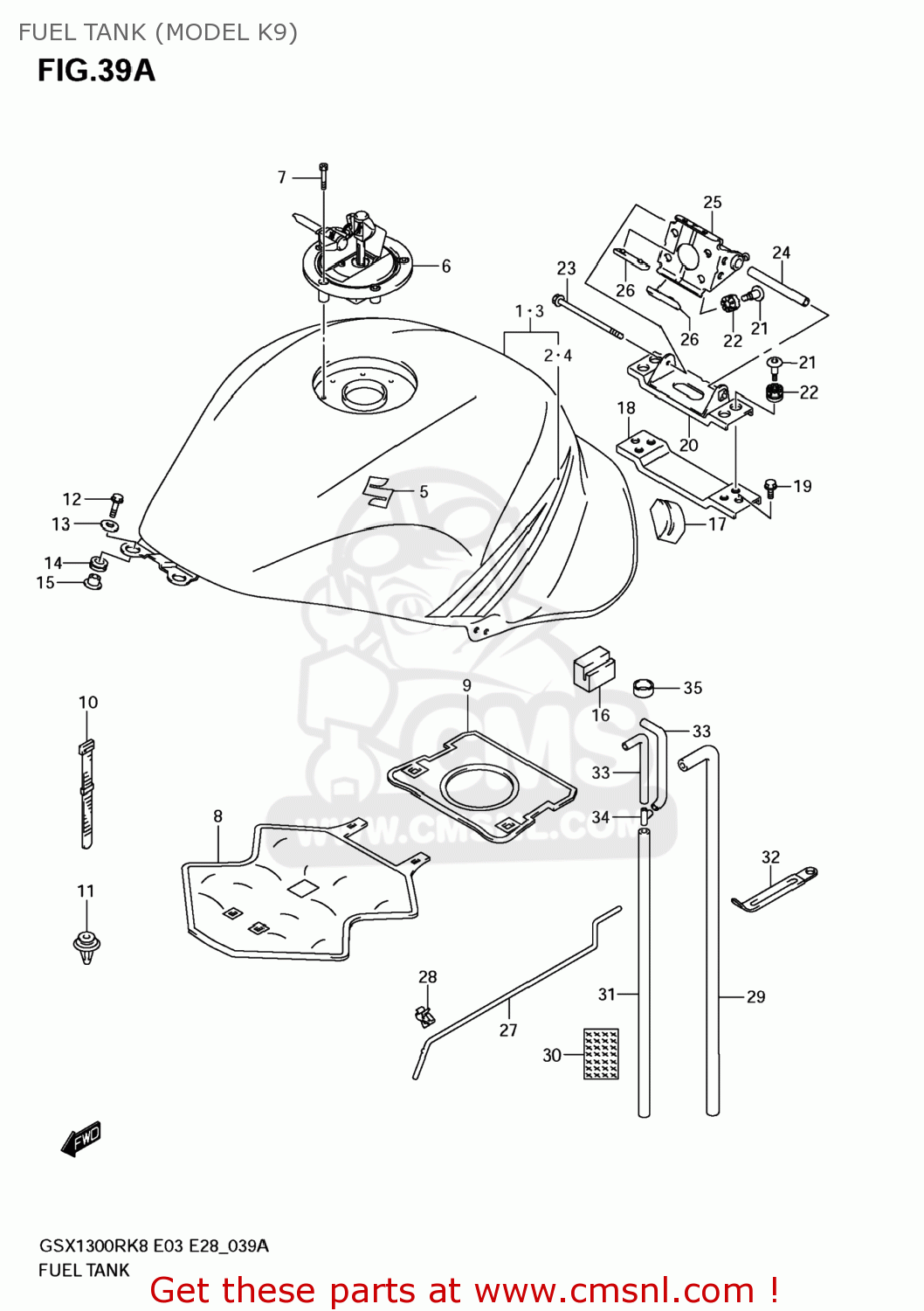 FUEL TANK (MODEL K9) GSX1300R HAYABUSA 2008 (K8) USA (E03)