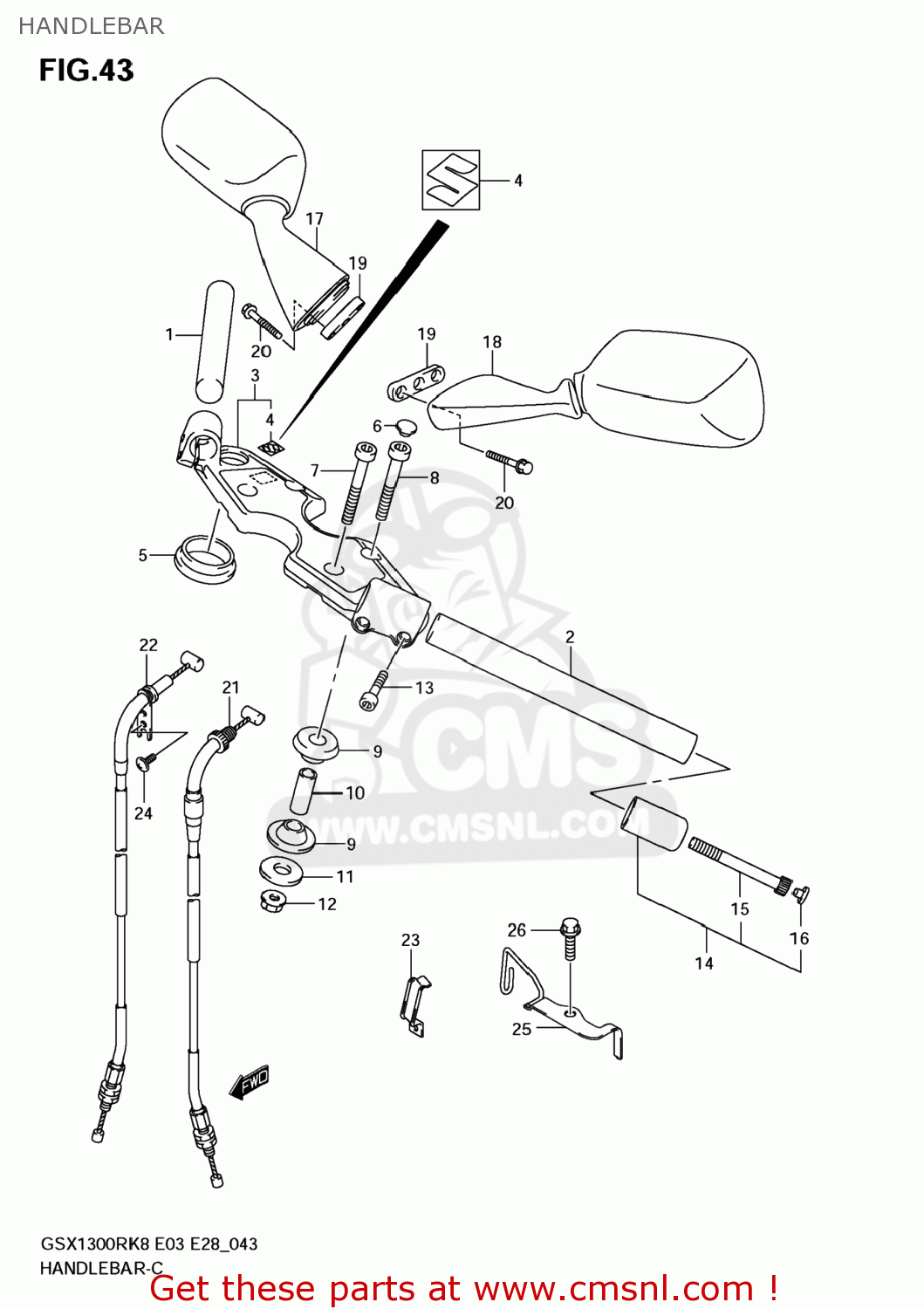 HANDLEBAR GSX1300R HAYABUSA 2008 (K8) USA (E03)