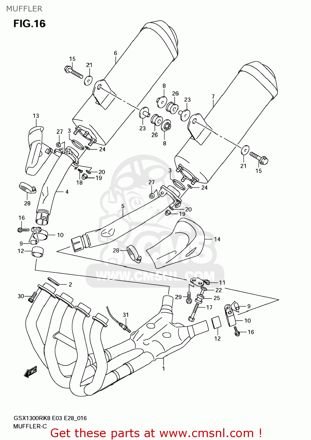 MUFFLER GSX1300R HAYABUSA 2008 (K8) USA (E03)