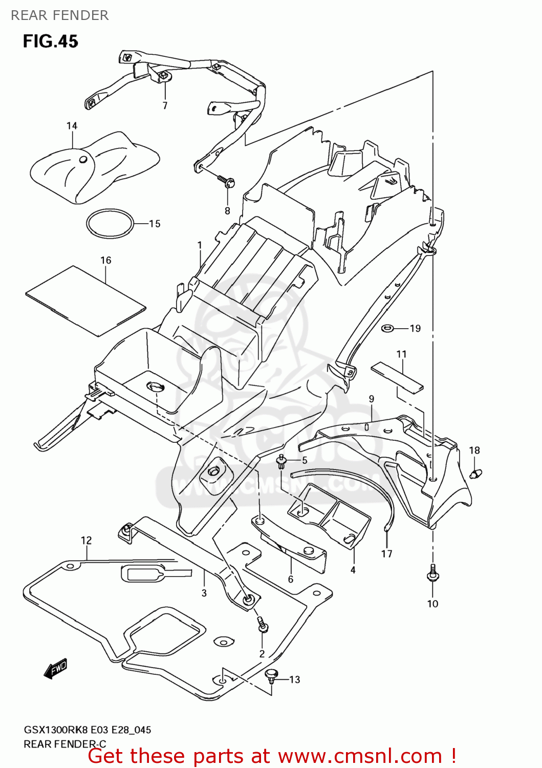 REAR FENDER GSX1300R HAYABUSA 2008 (K8) USA (E03)