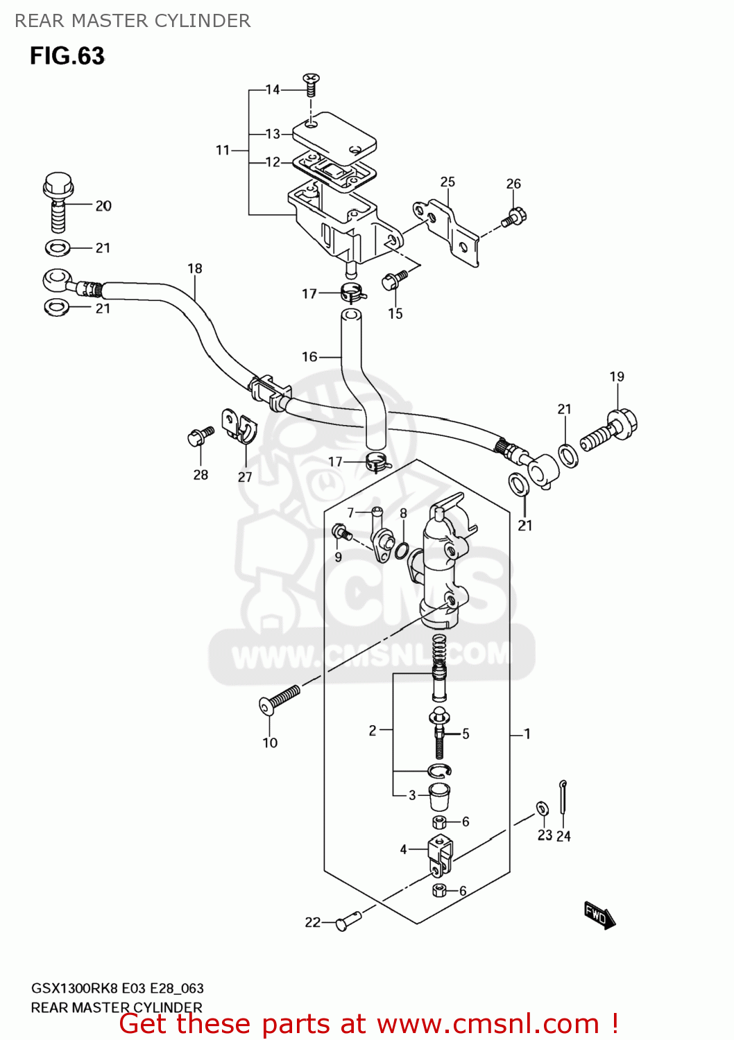 REAR MASTER CYLINDER GSX1300R HAYABUSA 2008 (K8) USA (E03)