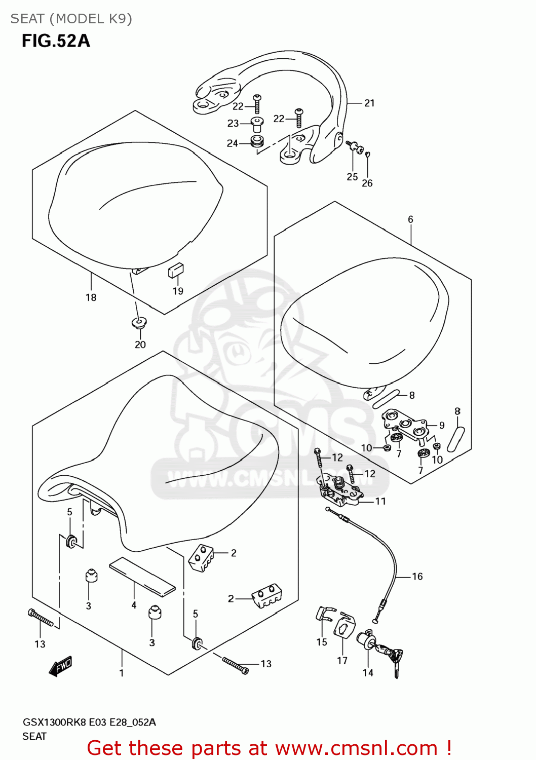 SEAT (MODEL K9) GSX1300R HAYABUSA 2008 (K8) USA (E03)