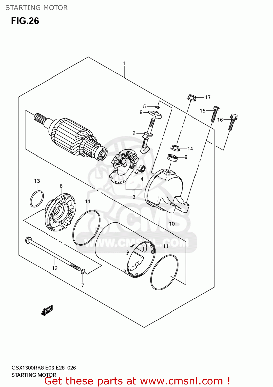 STARTING MOTOR GSX1300R HAYABUSA 2008 (K8) USA (E03)