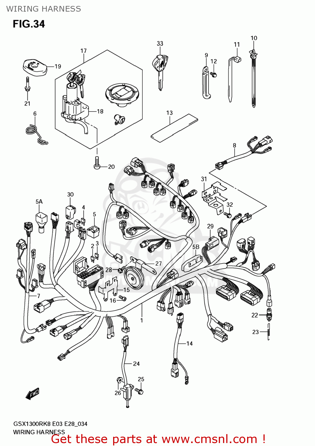 WIRING HARNESS GSX1300R HAYABUSA 2008 (K8) USA (E03)