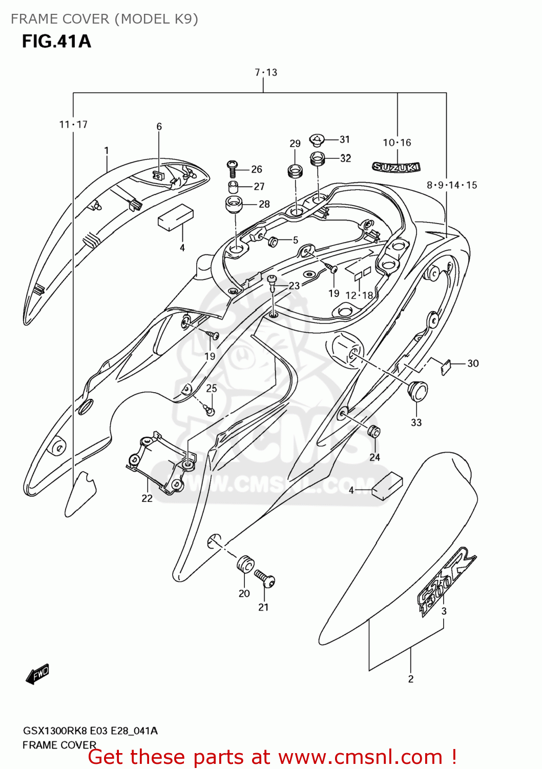 FRAME COVER (MODEL K9) GSX1300R HAYABUSA 2009 (K9) USA (E03)