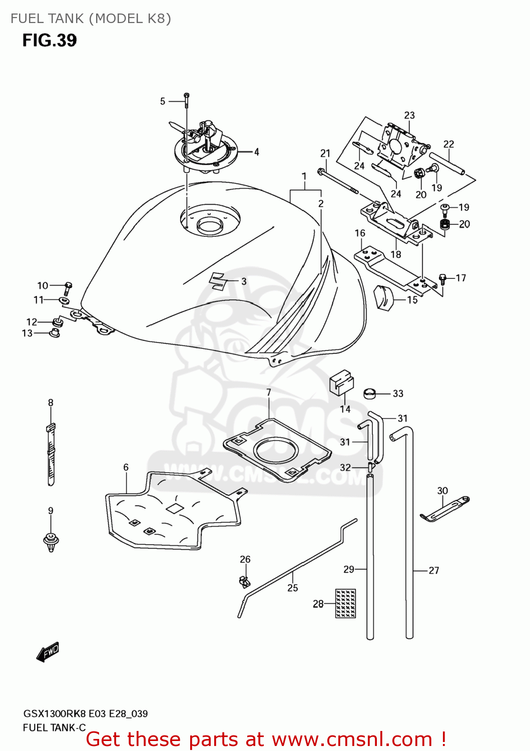 FUEL TANK (MODEL K8) GSX1300R HAYABUSA 2009 (K9) USA (E03)
