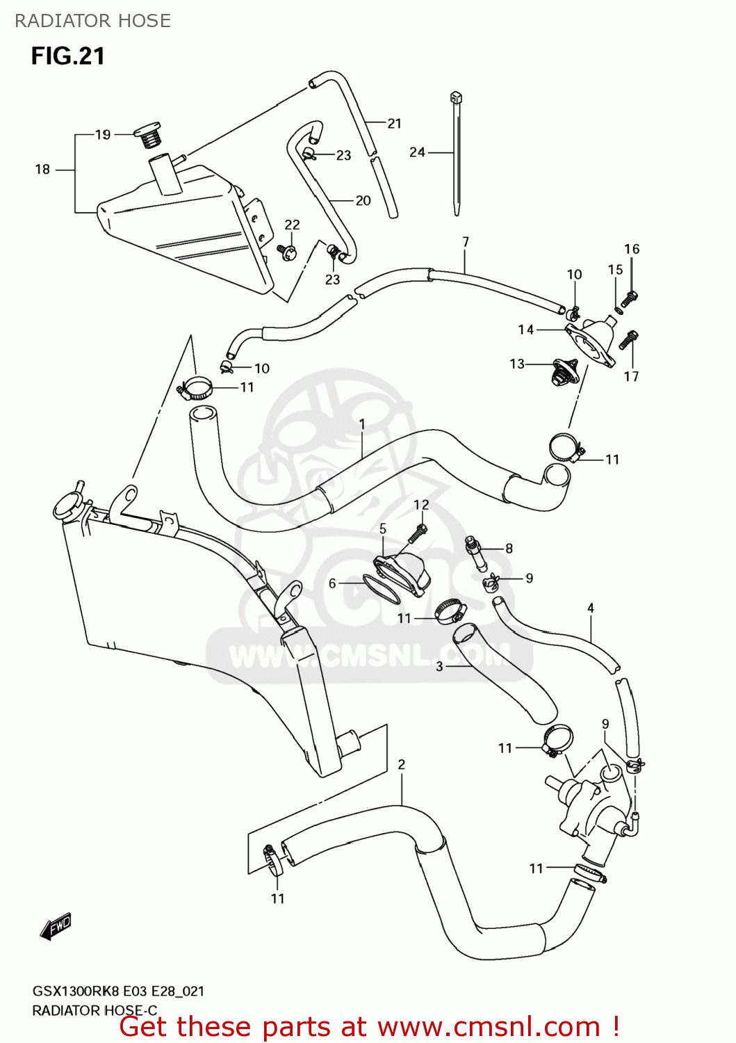 RADIATOR HOSE GSX1300R HAYABUSA 2009 (K9) USA (E03)