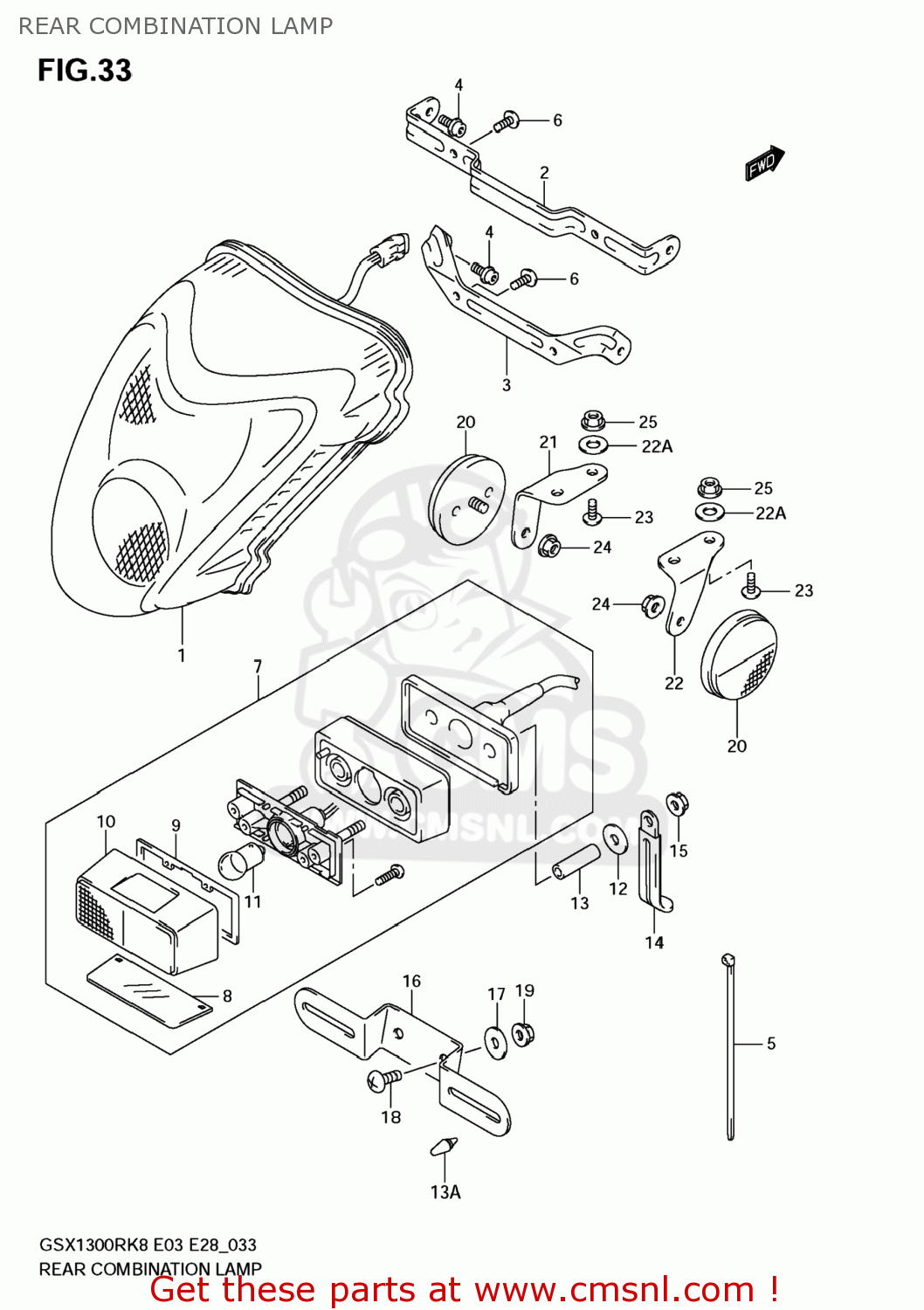 REAR COMBINATION LAMP GSX1300R HAYABUSA 2009 (K9) USA (E03)